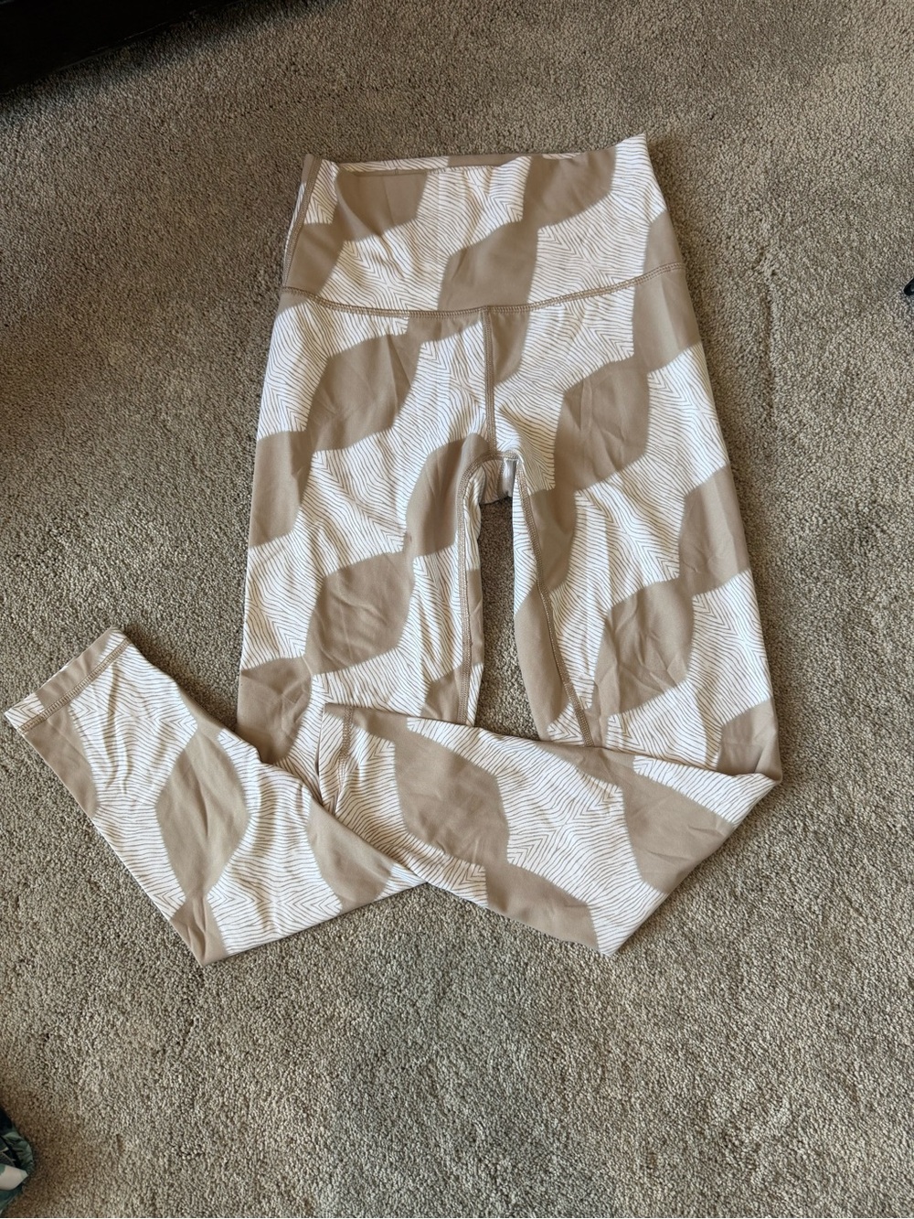 aerie Tan and White Wave-Print Kids Leggings